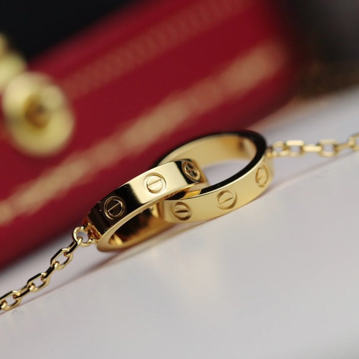 CC LOVE NECKLACE DOUBLE RING GOLD