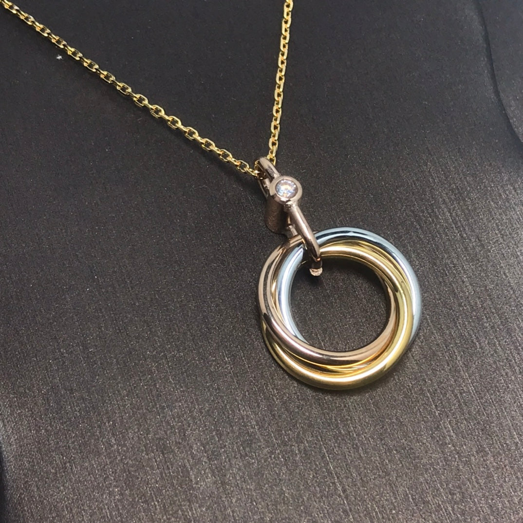 CC TRINITY SILVER GOLD PINK GOLD NECKLACE
