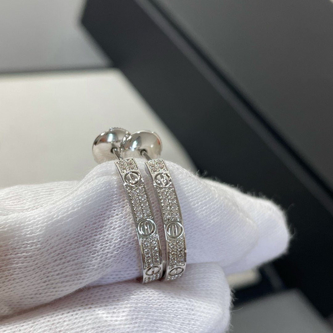 CCLOVE DIAMOND SILVER HOOP EARRINGS