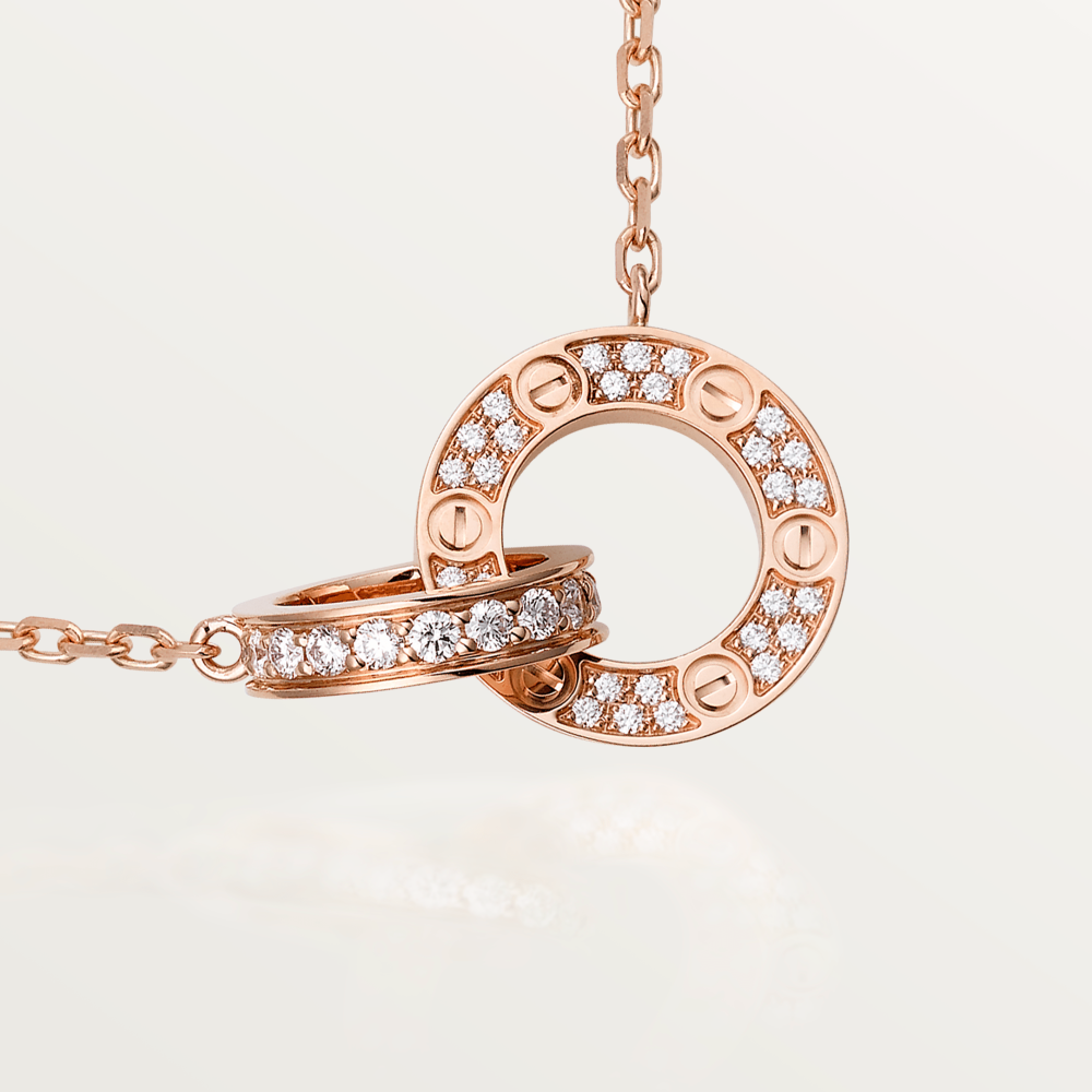 CC LOVE 7.6MM NECKLACE ROSE GOLD AND SILVER FULL DIAMOND