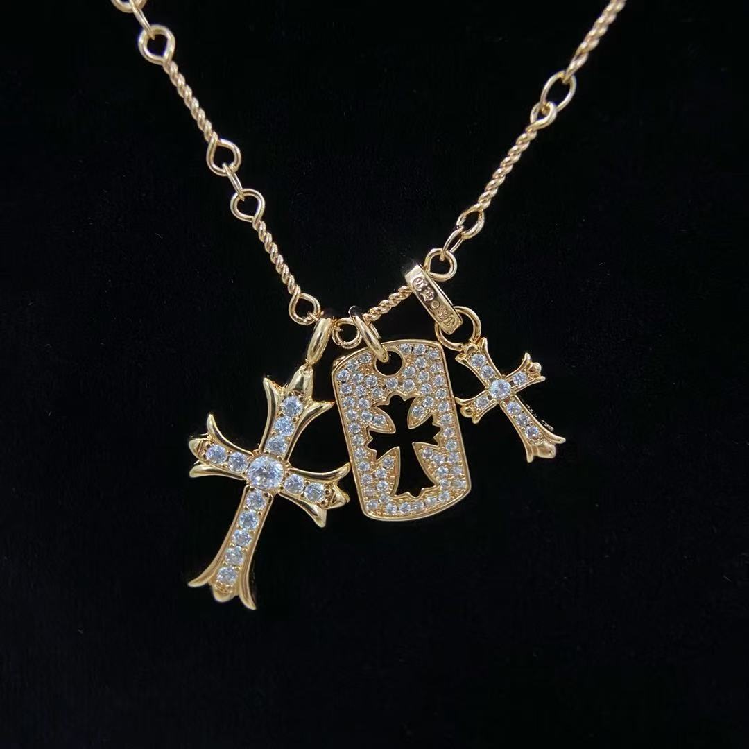 High quality luxury pure silver S925 cross necklace {with logo} Free Shipping