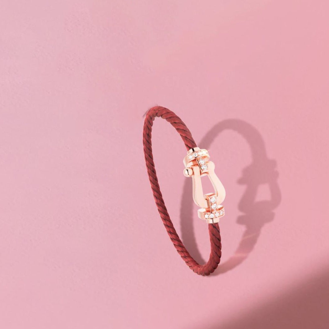 CCjewelry FORCE 10 HALF DIAMOND PINK GOLD RED CORDERI LARGE AND MEDIUM MODEL FRED