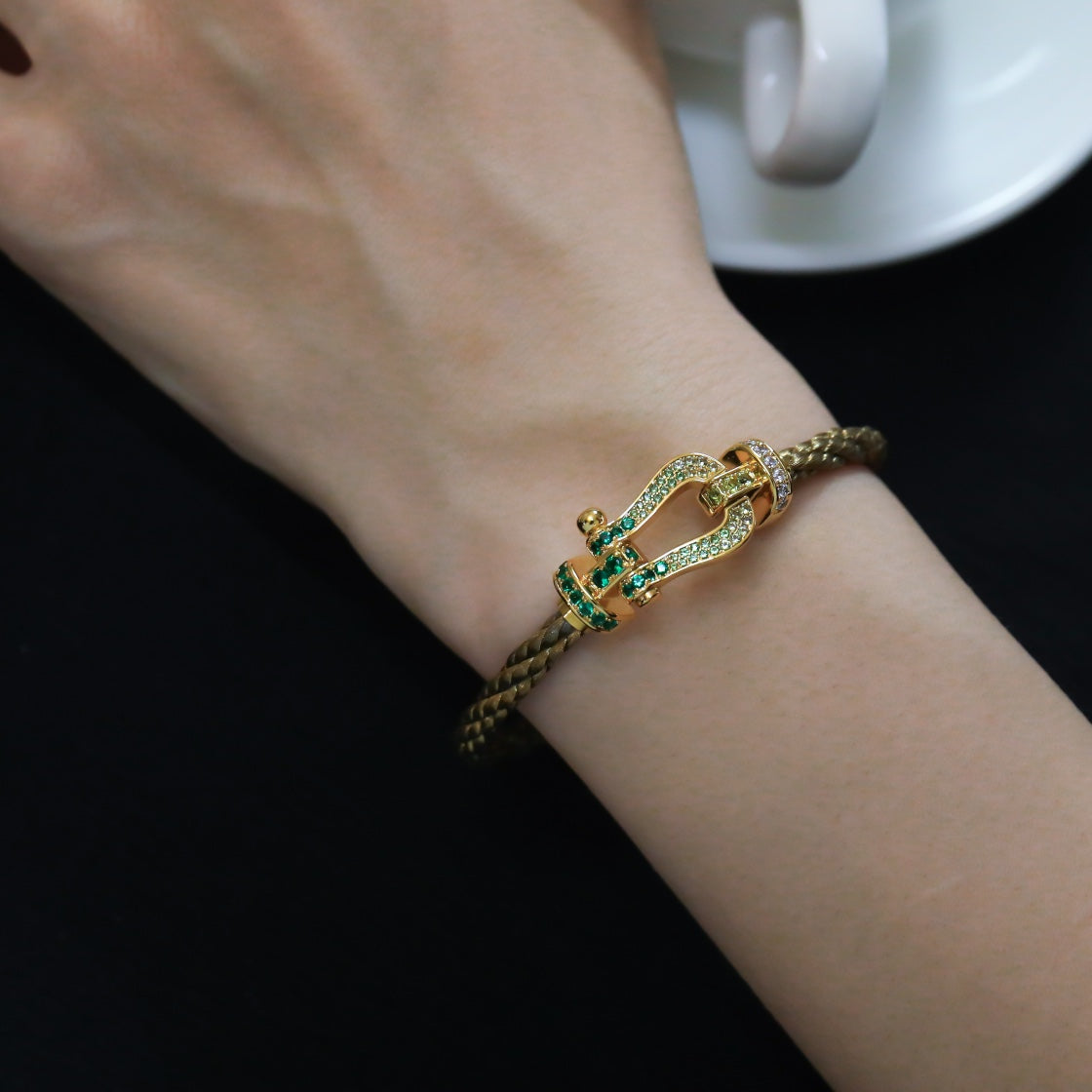 CCjewelry FORCE 10 GOLD GREEN DIAMOND PAVED FRED