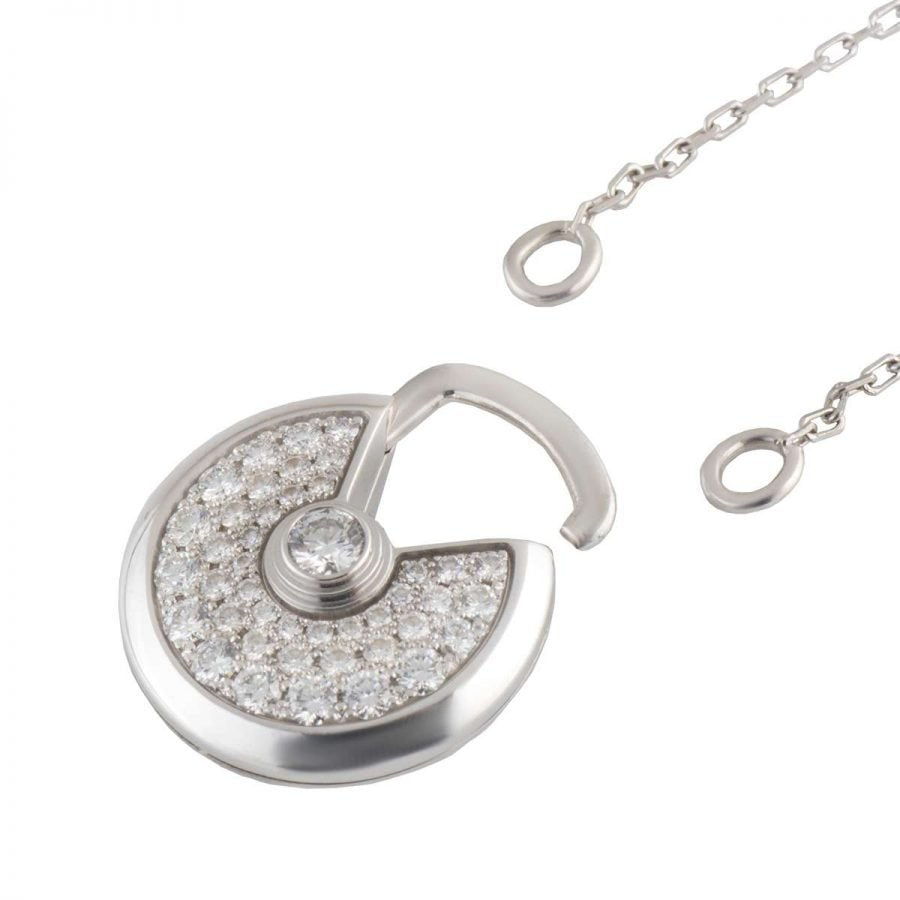 CC AMULETTE SILVER FULL DIAMOND NECKLACE