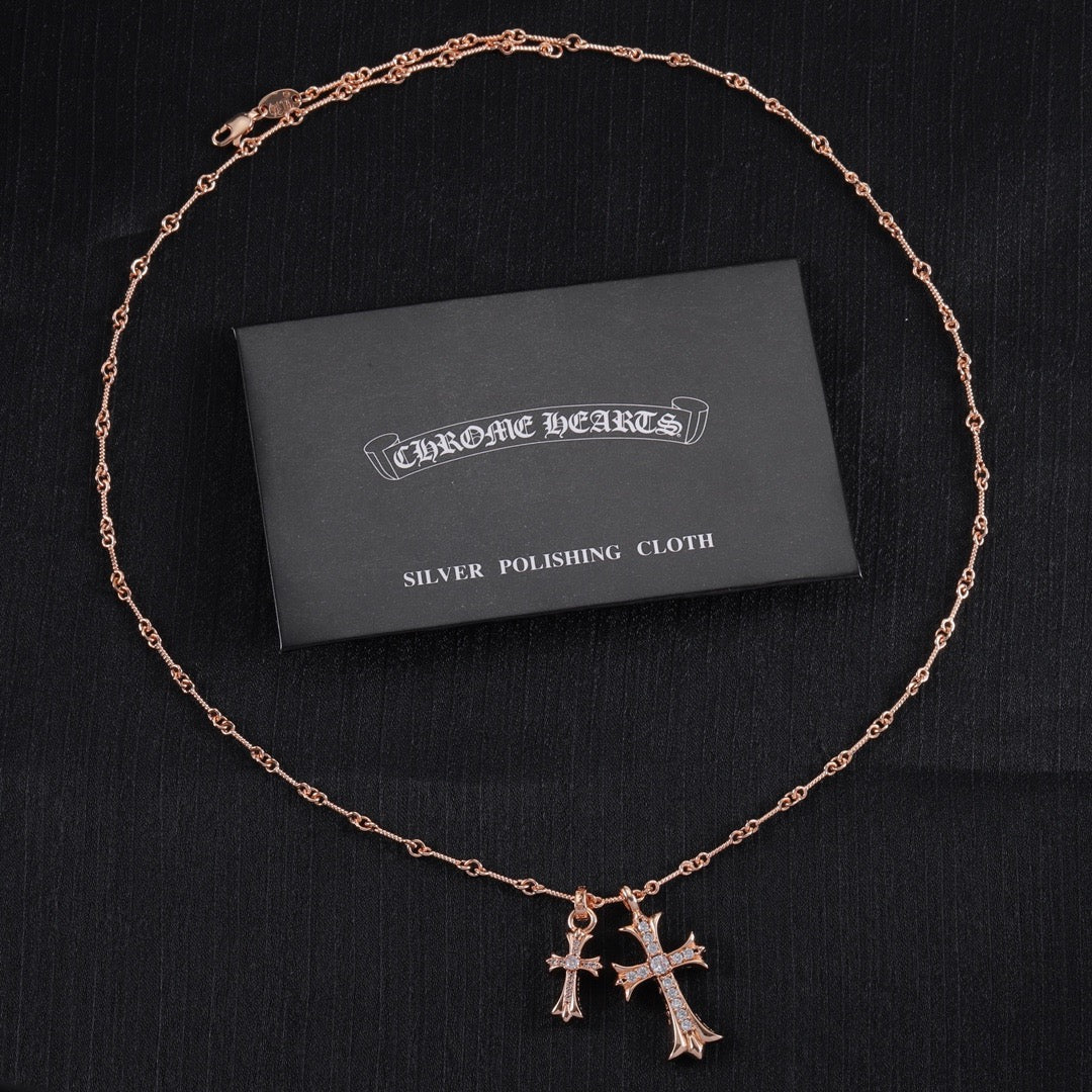 High quality luxury pure silver S925 cross necklace {with logo} Free Shipping