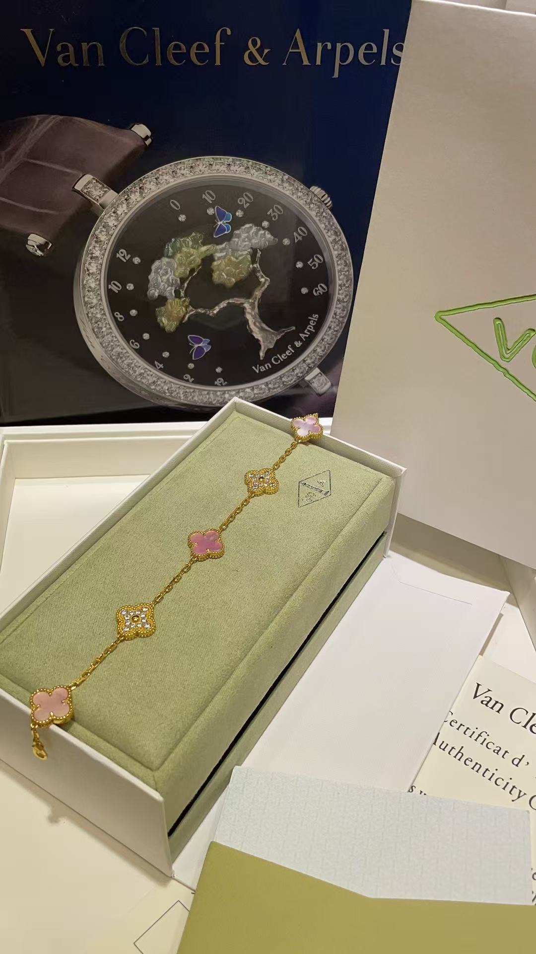 VCA CLOVER 5 MOTIF ONYXS BRACELET COLLECTION Free Shipping
