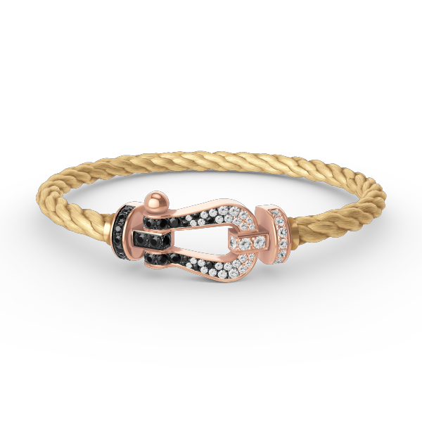 CCjewelry FORCE LARGE HORSESHOE BLACK WHITE DIAMOND BRACELET ROSE GOLD FRED