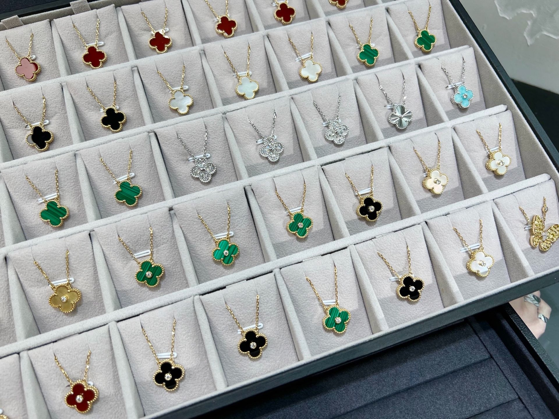 High quality clover luxury pure silver S925 necklace {with logo} Free Shipping