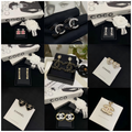 18K CC Black & White Diamond Gold Earrings