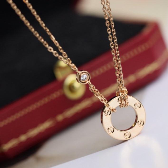 CC LOVE NECKLACE ADJUSTABLE ROSE GOLD 2 DIAMOND