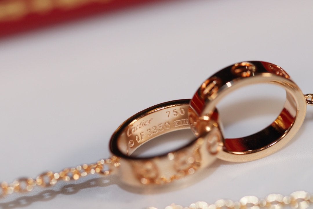 CC LOVE NECKLACE PINK GOLD AND SILVER
