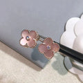 [✨CC💎]CLOVER MEDIUM 1 MOTIFS  PINK MOP DIAMOND EARRINGS