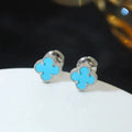 [✨CC💎]CLOVER MINI 9.5MM ONYX STUD EARRINGS SILVER
