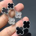 [✨CC💎]CLOVER 3 MOTIF DIAMOND ONYX SILVER EARRINGS