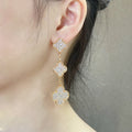 [✨CC💎]CLOVER 3 MOTIFS DIAMOND PAVED ROSE GOLD EARRINGS