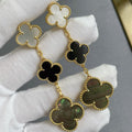 [✨CC💎]CLOVER 3 MOTIF MOP ONYX DARK MOP PINK GOLD EARRINGS