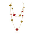 [✨CC💎]CLOVER 16 MOTIF CARNELIAN TIGER EYE ROSE GOLD NECKLACE