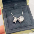 [✨CC💎]PERLEE DOUBLE PENDANT SILVER DIAMOND NECKLACE