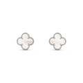 [✨CC💎]CLOVER MEDIUM 1 MOTIFS  WHITE MOP EARRINGS SILVER