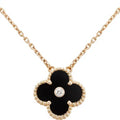 [✨CC💎]CLOVER 15MM DIAMOND ONYX NECKLACE