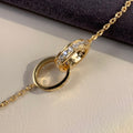 CC LOVE NECKLACE DOUBLE RING Double-Circle Diamond Belt  GOLD
