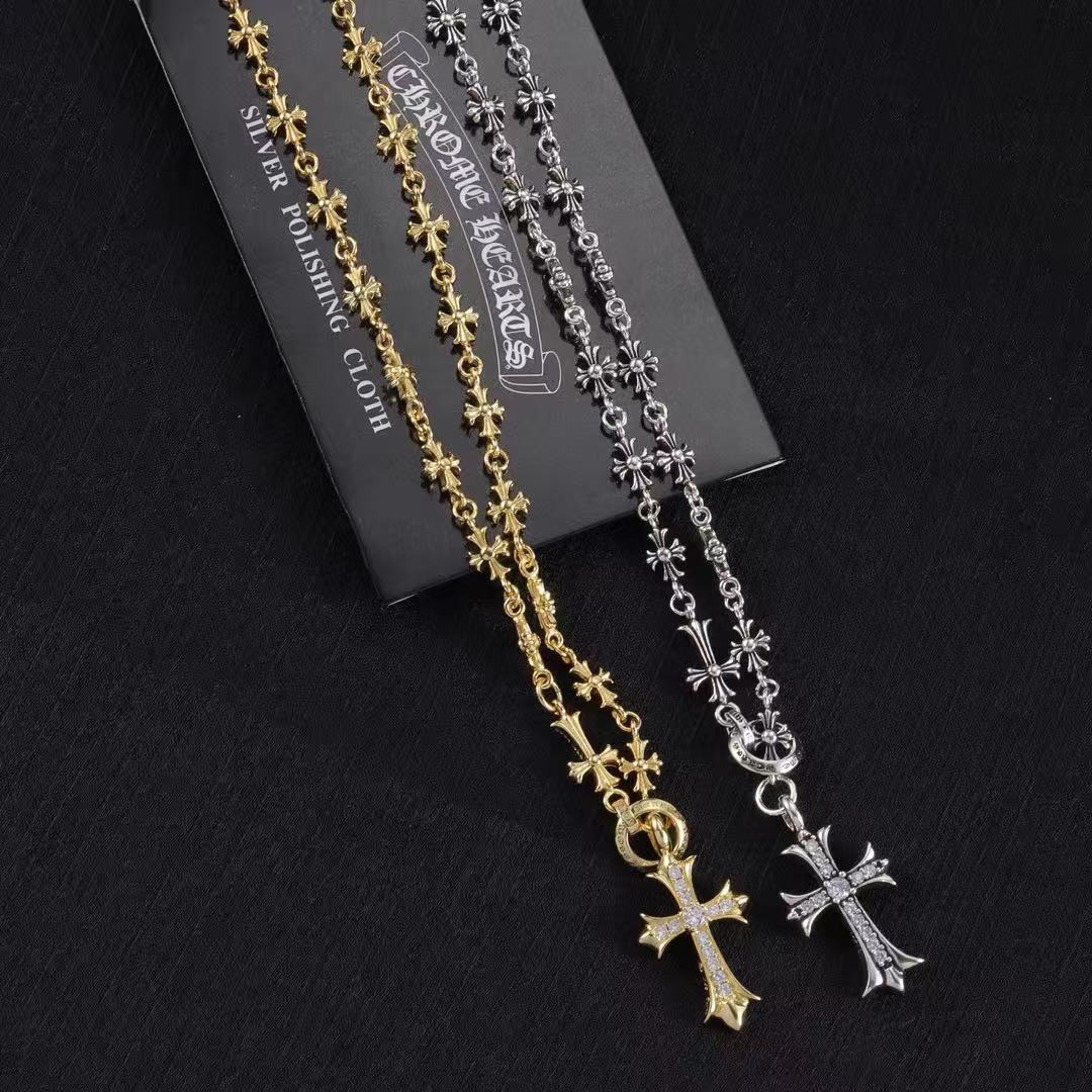 High quality luxury pure silver S925 cross necklace {with logo} Free Shipping