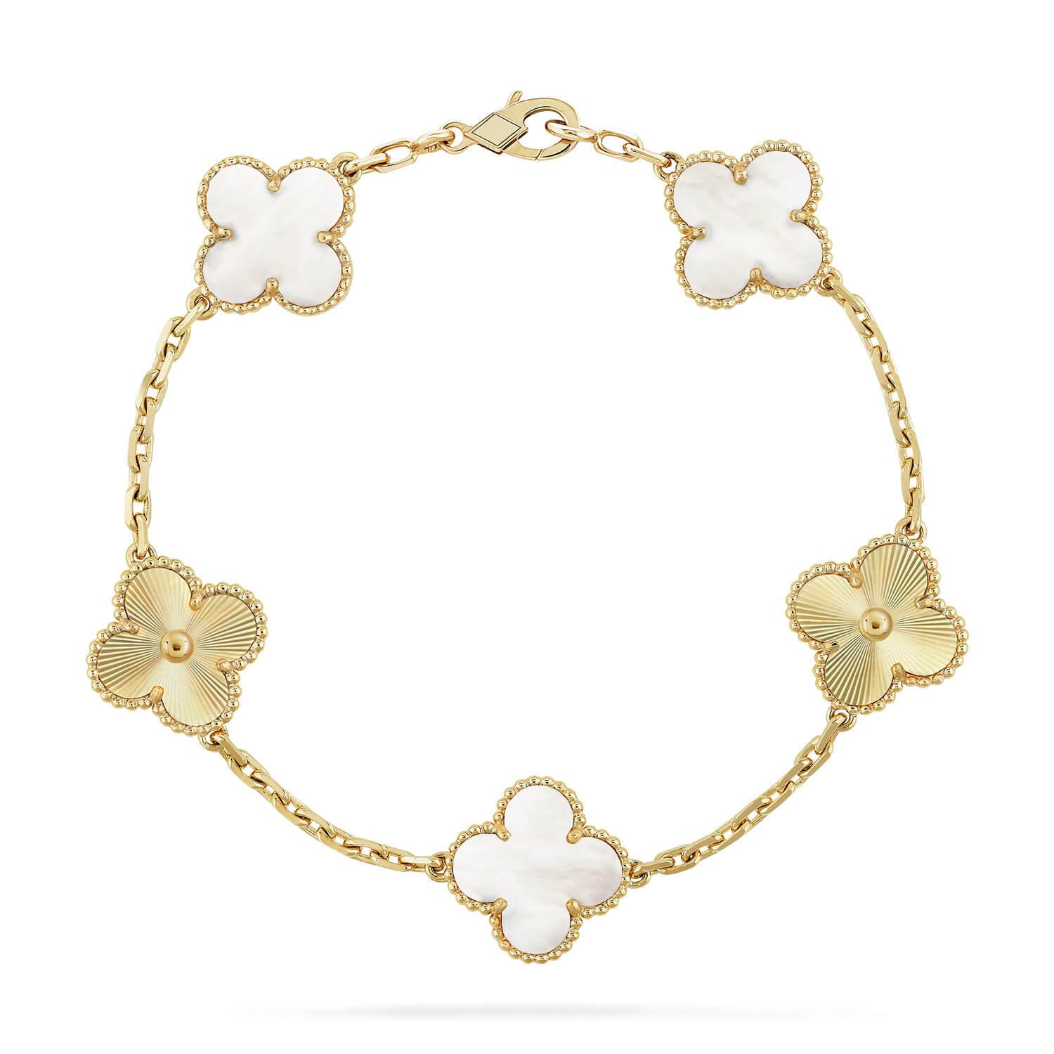 [CC jewelry]CLOVER WHITE PEARL MOP 5 MOTIF BRACELET COLLECTION