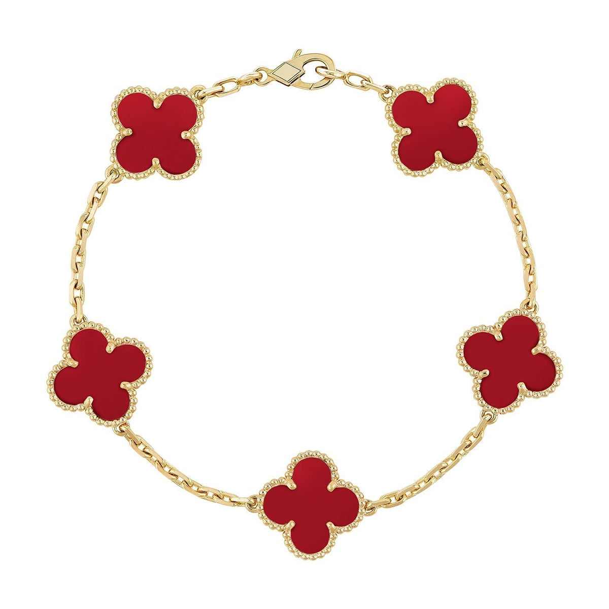 [CC jewelry] CLOVER 5 MOTIF RED CORNELIAN BRACELET COLLECTION
