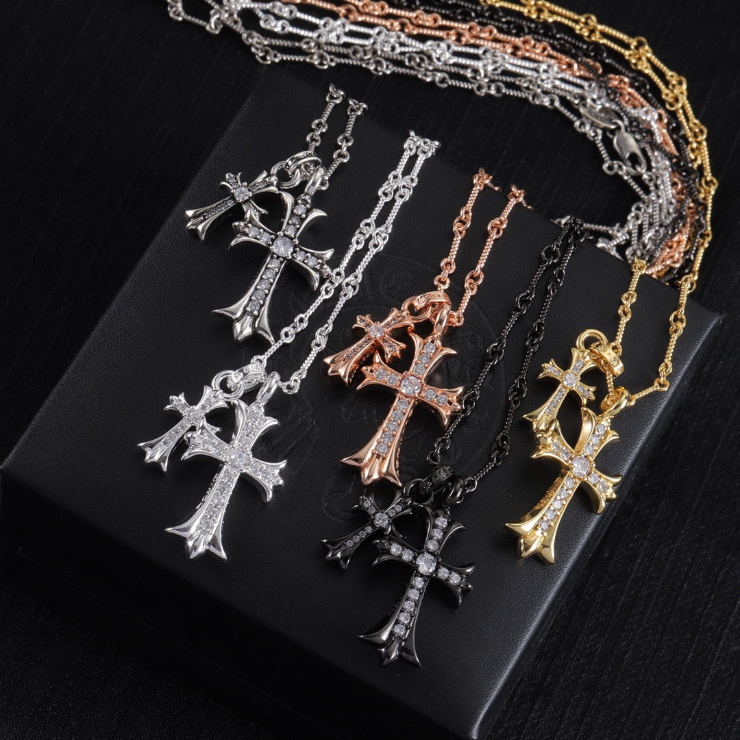 High quality luxury pure silver S925 cross necklace {with logo} Free Shipping
