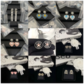 18K CC Black & White Diamond Gold Earrings