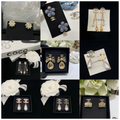 18K CC Black & White Diamond Gold Earrings