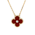 [✨CC💎]CLOVER 15MM DIAMOND CARNELIAN NECKLACE