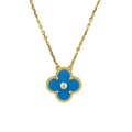 [✨CC💎]CLOVER 15MM DIAMOND AND BLUE AGATE NECKLACE