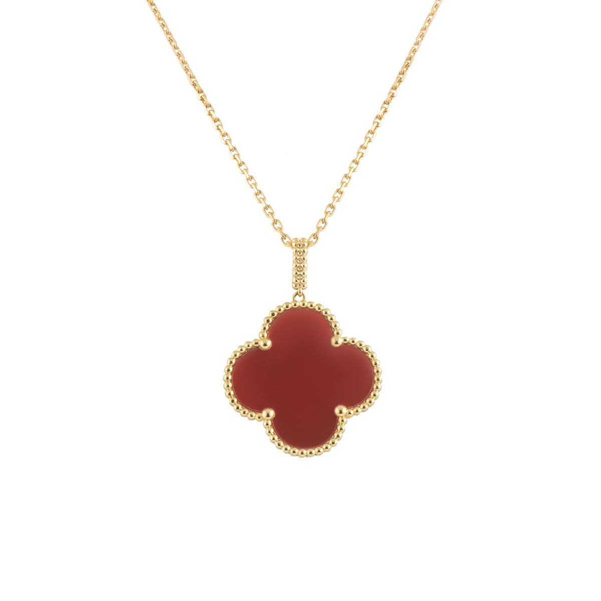 [✨CC💎]CLOVER 25MM NECKLACE GOLD CARNELIAN