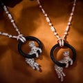 CC NEW BLACK CIRCLE PANTHER FULL DIAMOND NECKLACE