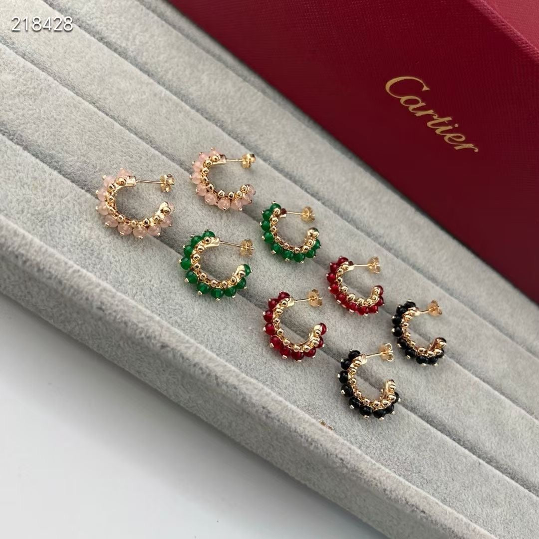 CCNEW COLORED GEMSTONE COLLECTION SMALL HOOP EARRINGS