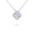 [✨CC💎]CLOVER 15MM BLUE CHALCEDONY NECKLACE SILVER