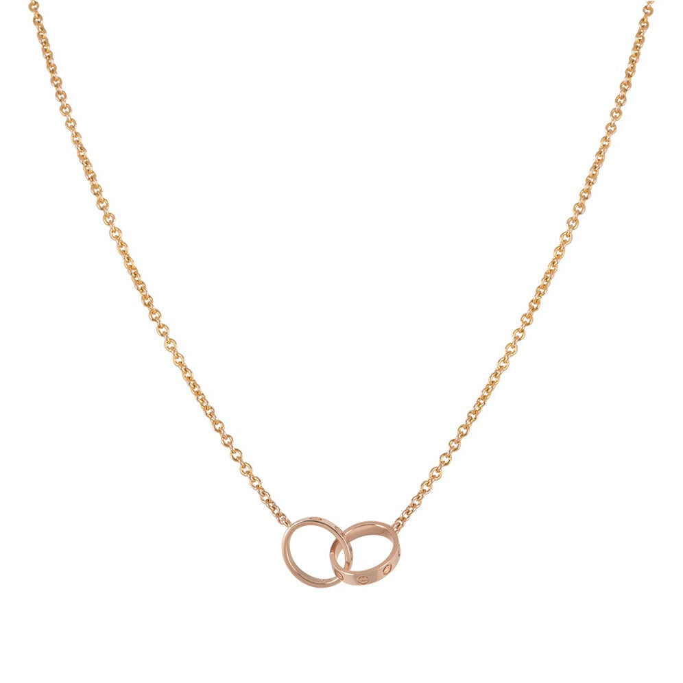 CC LOVE NECKLACE DOUBLE RING PINK GOLD