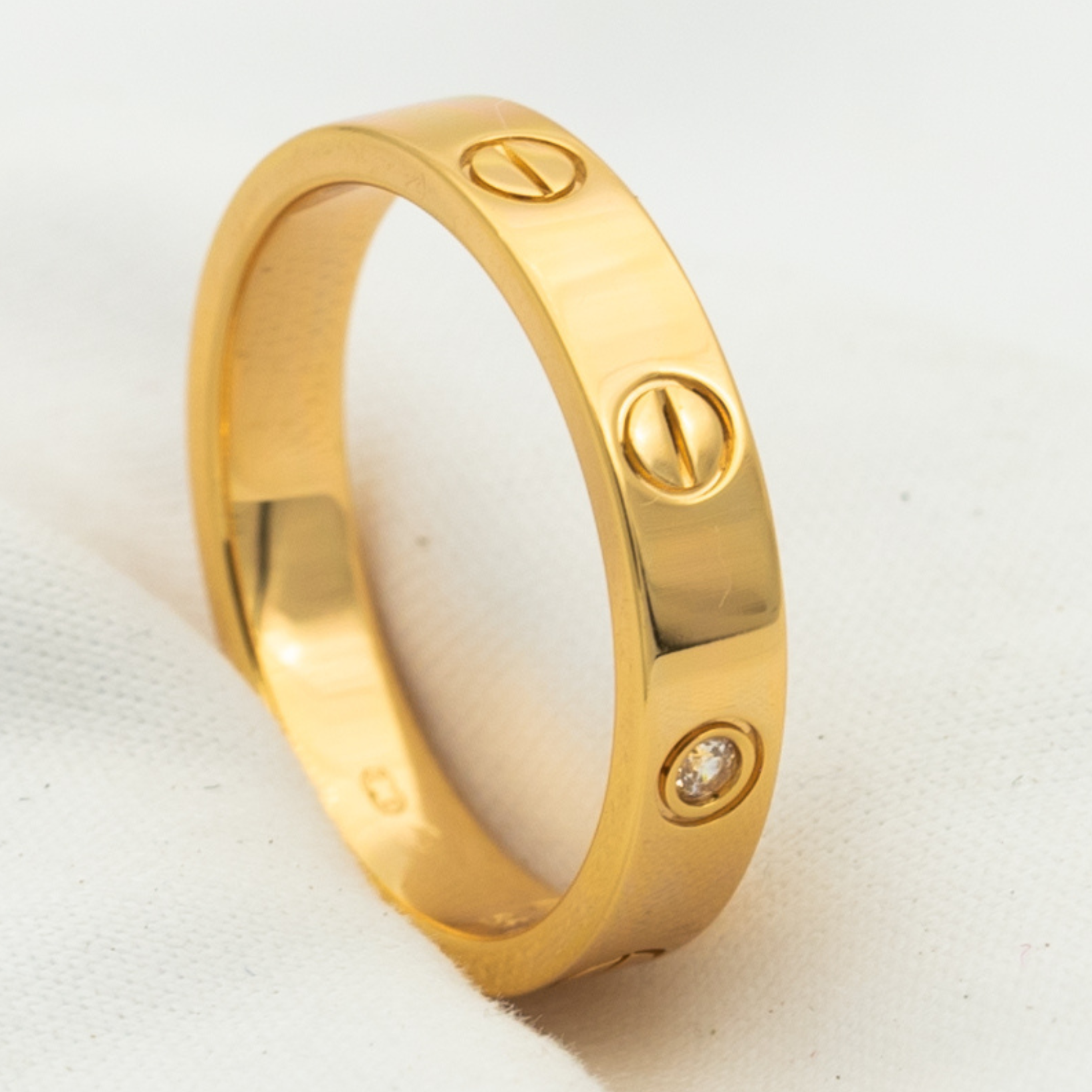 [✨CC💎]LOVE RING 4MM 1 DIAMOND PINK GOLD
