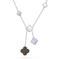 [✨CC💎]CLOVER MOP CHALCEDONY NECKLACE SILVER 6 MOTIF