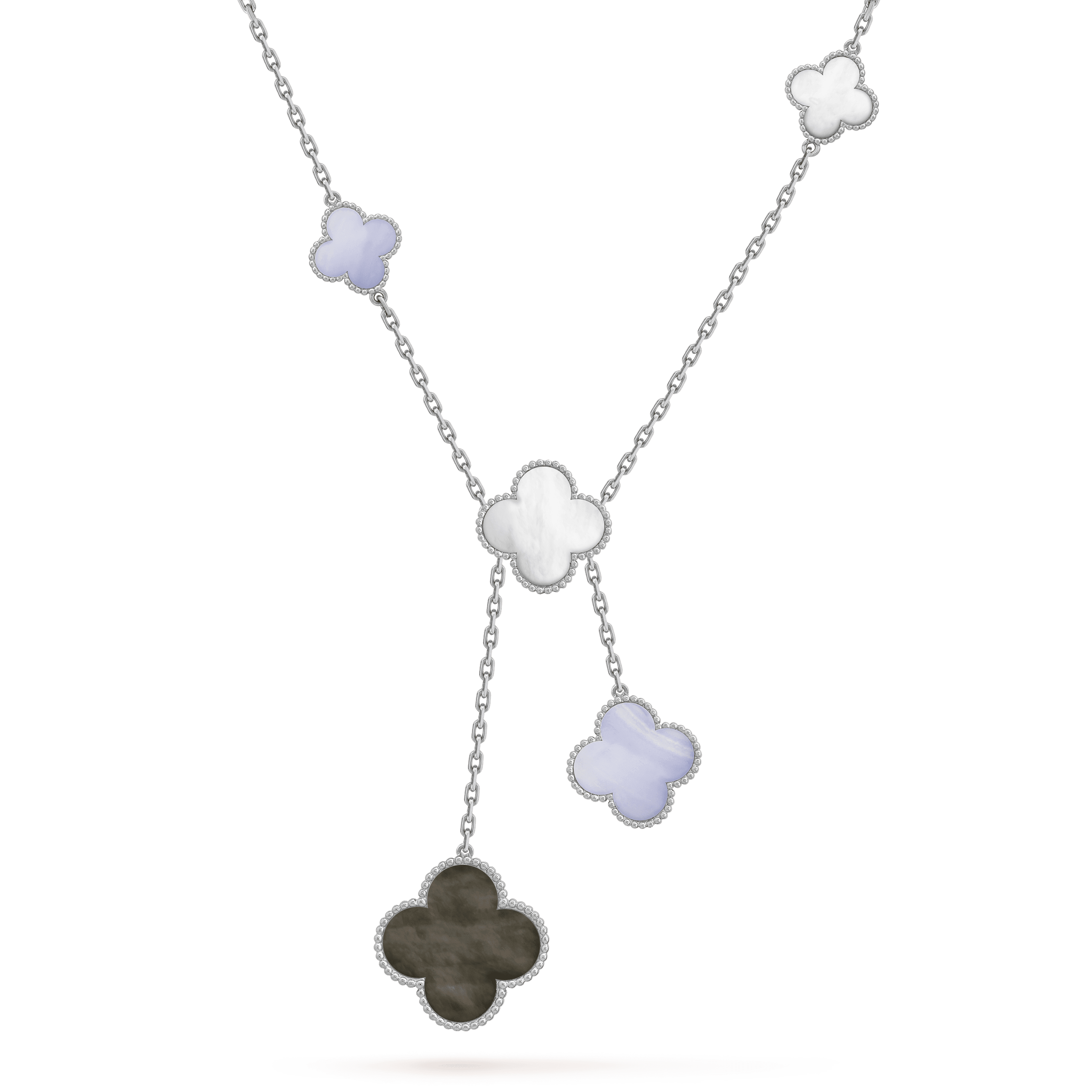 [✨CC💎]CLOVER MOP CHALCEDONY NECKLACE SILVER 6 MOTIF