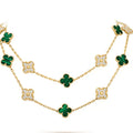 [✨CC💎]CLOVER 20 MOTIFS MALACHITE DIAMOND NECKLACE