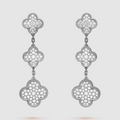 [✨CC💎]CLOVER 3 MOTIF DIAMOND SILVER DROP EARRINGS