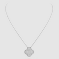 [✨CC💎]CLOVER 25MM LARGE PENDANT DIAMOND PAVED SILVER NECKLACE