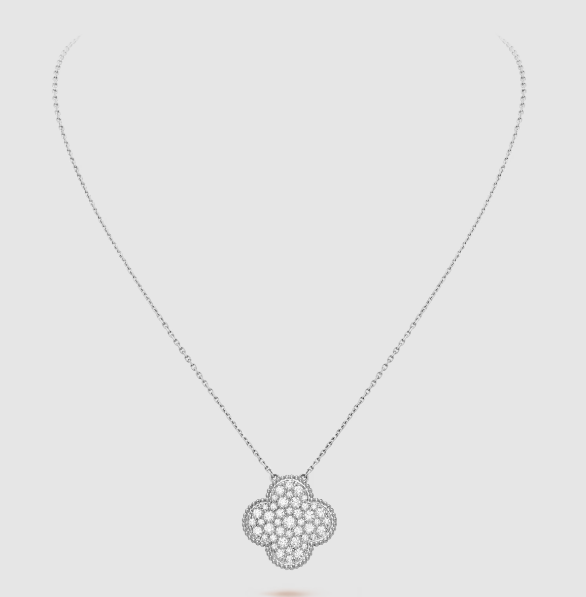 [✨CC💎]CLOVER 25MM LARGE PENDANT DIAMOND PAVED SILVER NECKLACE