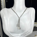 Trendy 18K CC Black And White Diamond Gold Necklace Handcrafted 18K Gold Diamond Necklace Stylish Pendant Necklace For Women Casual Formal Outfit Accessory