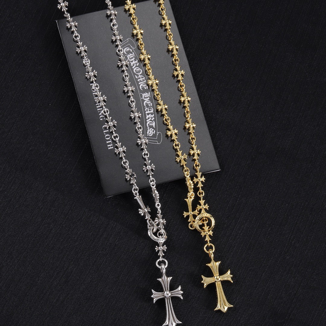 High quality luxury pure silver S925 cross necklace {with logo} Free Shipping