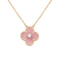 [✨CC💎]CLOVER 15MM DIAMOND RHODONITE NECKLACE