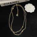 Trendy 18K CC Black And White Diamond Gold Necklace Handcrafted 18K Gold Diamond Necklace Stylish Pendant Necklace For Women Casual Formal Outfit Accessory