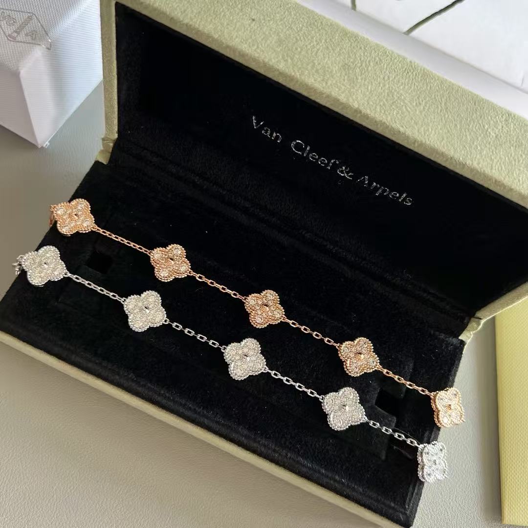 VCA CLOVER 5 MOTIF ONYXS BRACELET COLLECTION Free Shipping